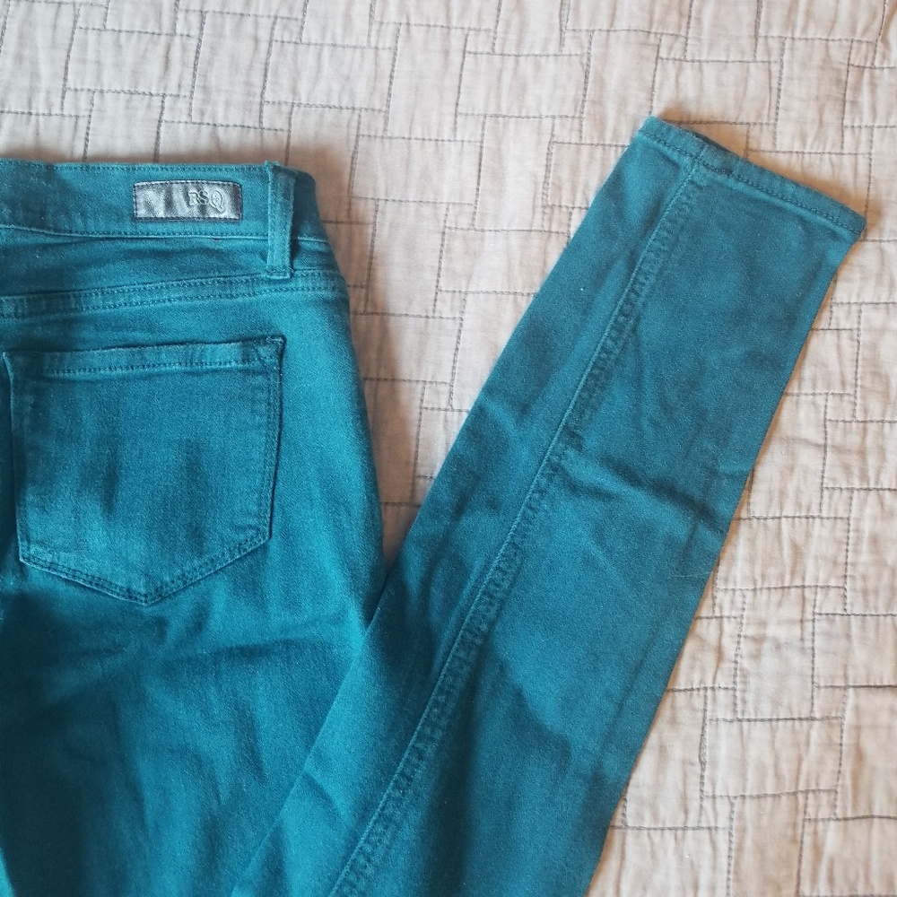 Teal skinny jeans